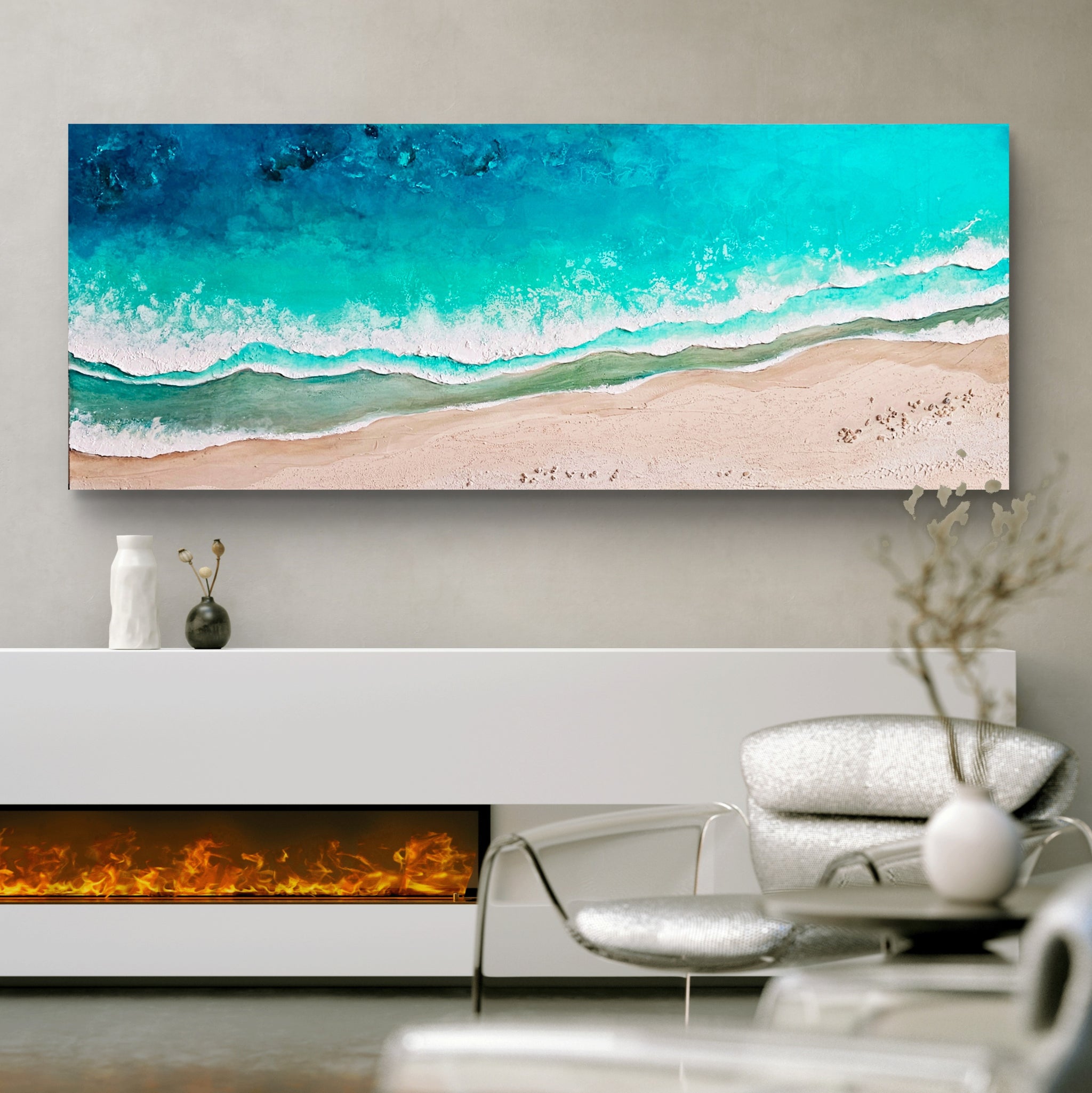 Acrylic and resin abstract artwork  'The Waves of the Sea'