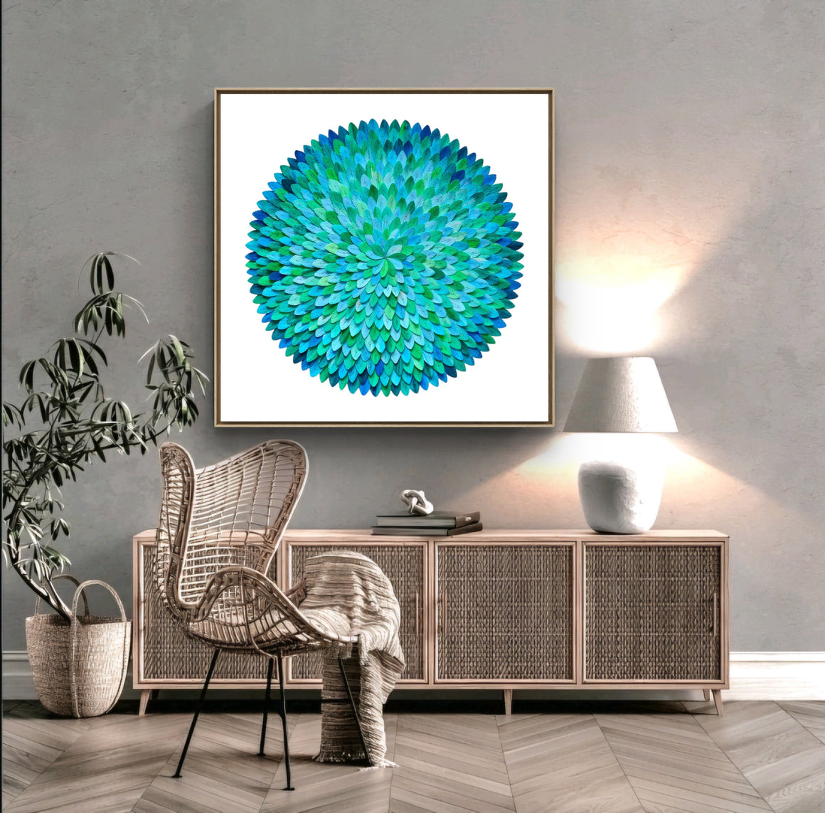 Paper abstract artwork 'Peacock Bloom'