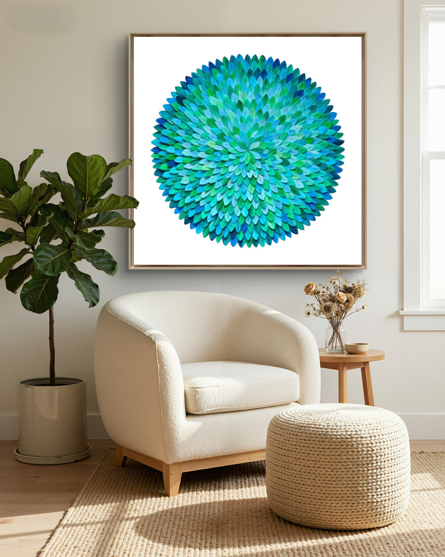 Paper abstract artwork 'Peacock Bloom'