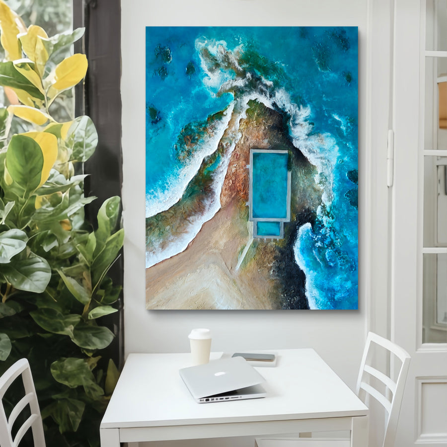 Acrylic and resin abstract artwork  'Mona Vale Rockpool"