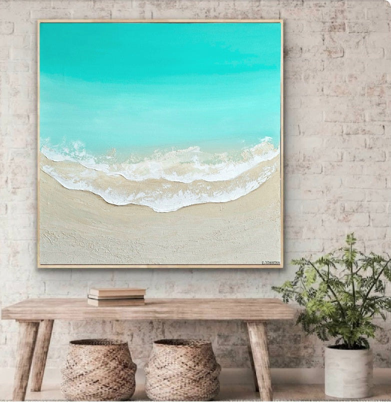 Acrylic abstract artwork  'Aqua Beach'