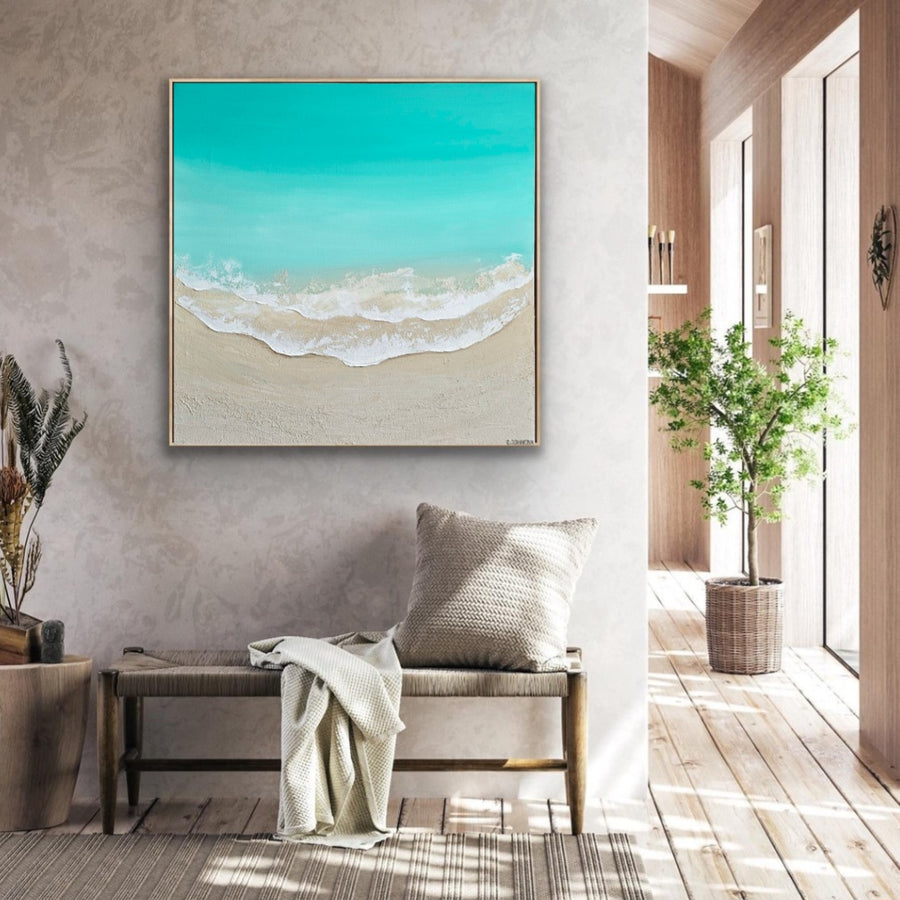 Acrylic abstract artwork  'Aqua Beach'