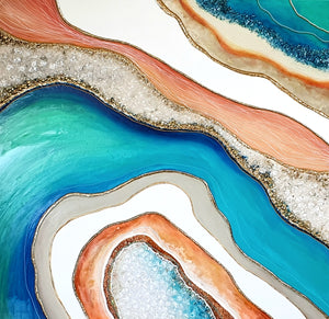 Acrylic and resin abstract artwork  'Ocean Geode'