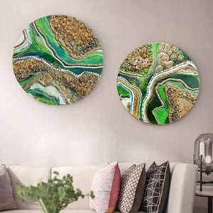 Acrylic and resin abstract artwork  'Green Geode'