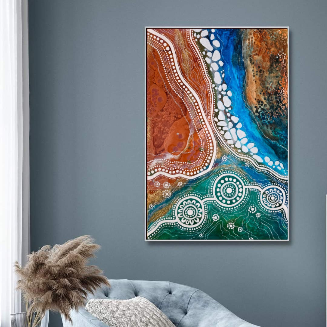 Acrylic and resin abstract artwork  'Australiana'