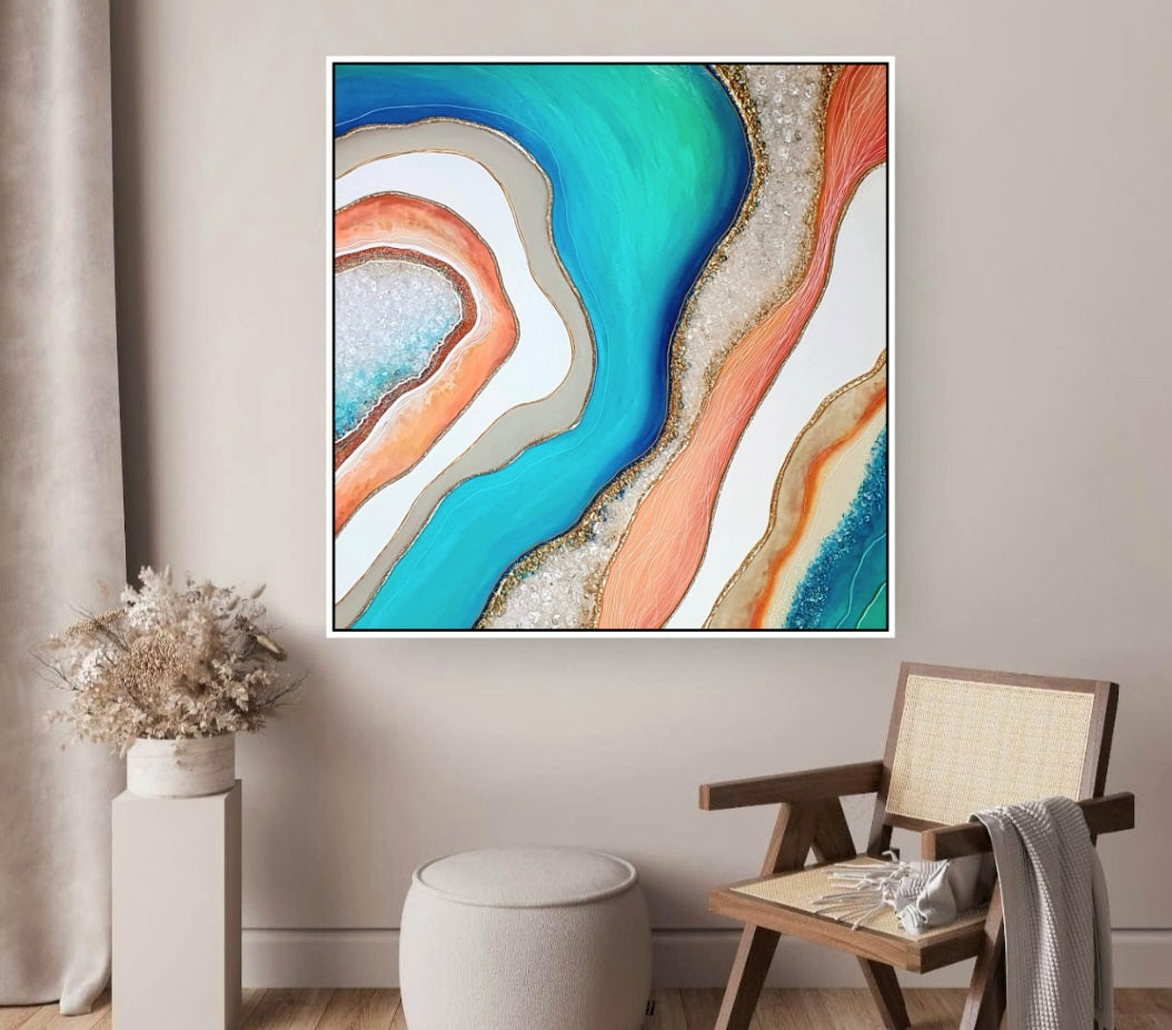 Acrylic and resin abstract artwork  'Ocean Geode'