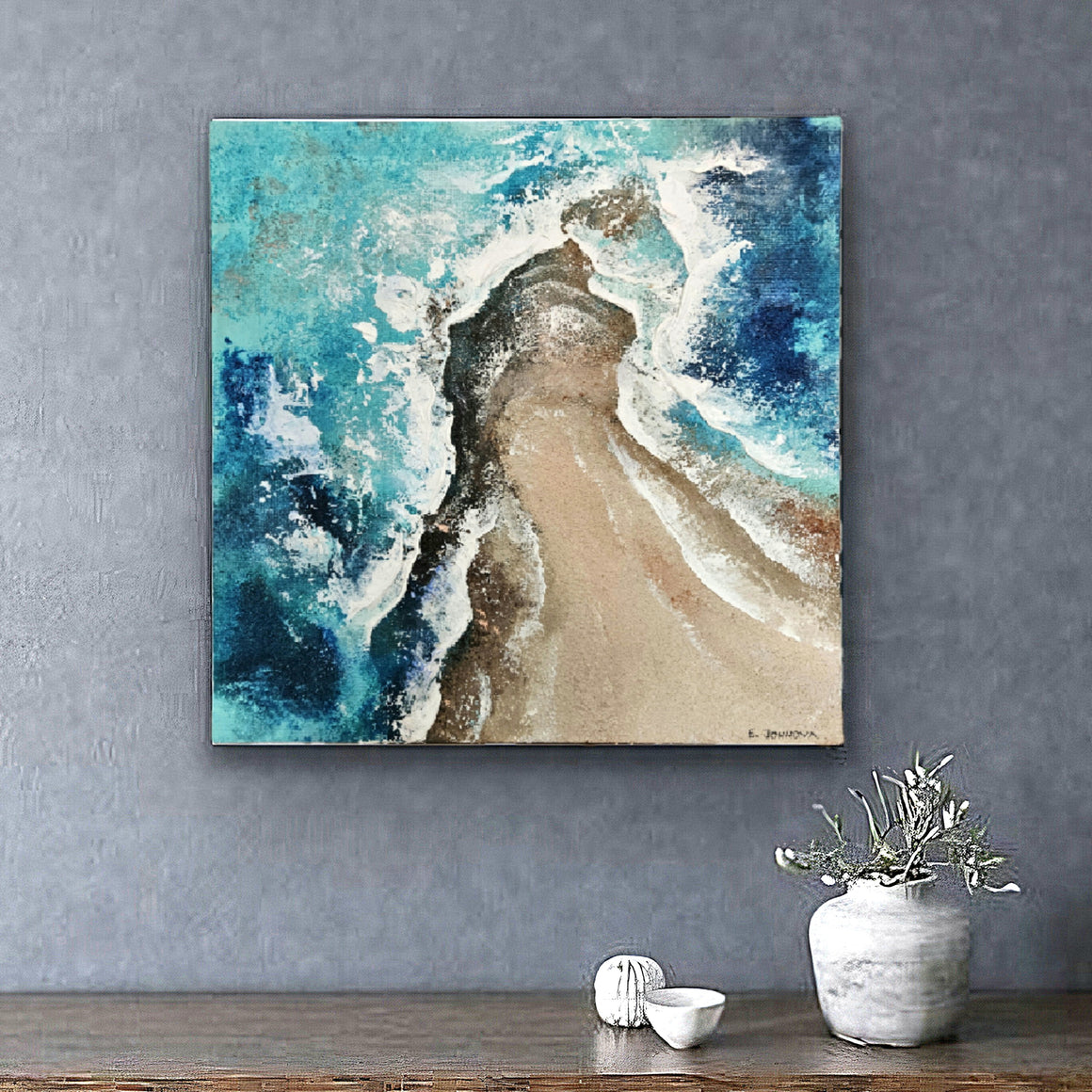 Acrylic ocean artwork 'Sandspit'