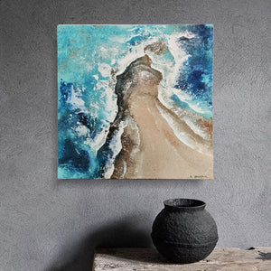 Acrylic ocean artwork 'Sandspit'