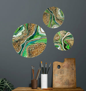 Acrylic and resin abstract artwork  'Green Geode'