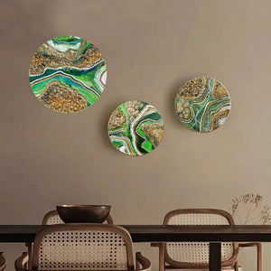 Acrylic and resin abstract artwork  'Green Geode'