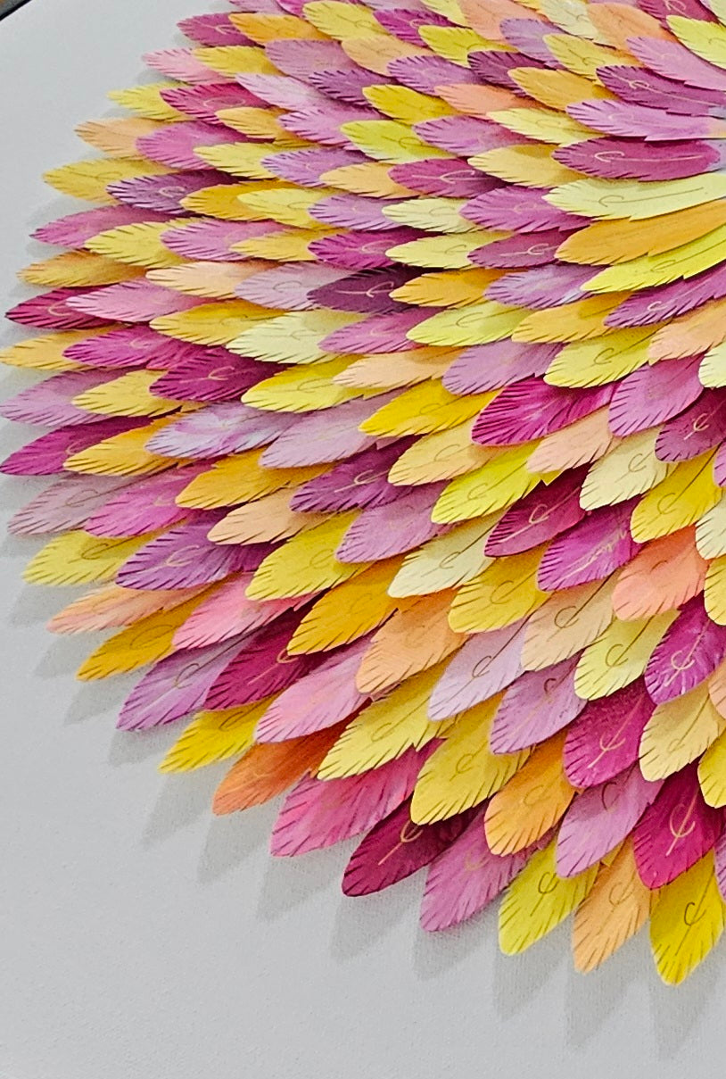 Paper abstract artwork 'Pink Cheeked Parrot'