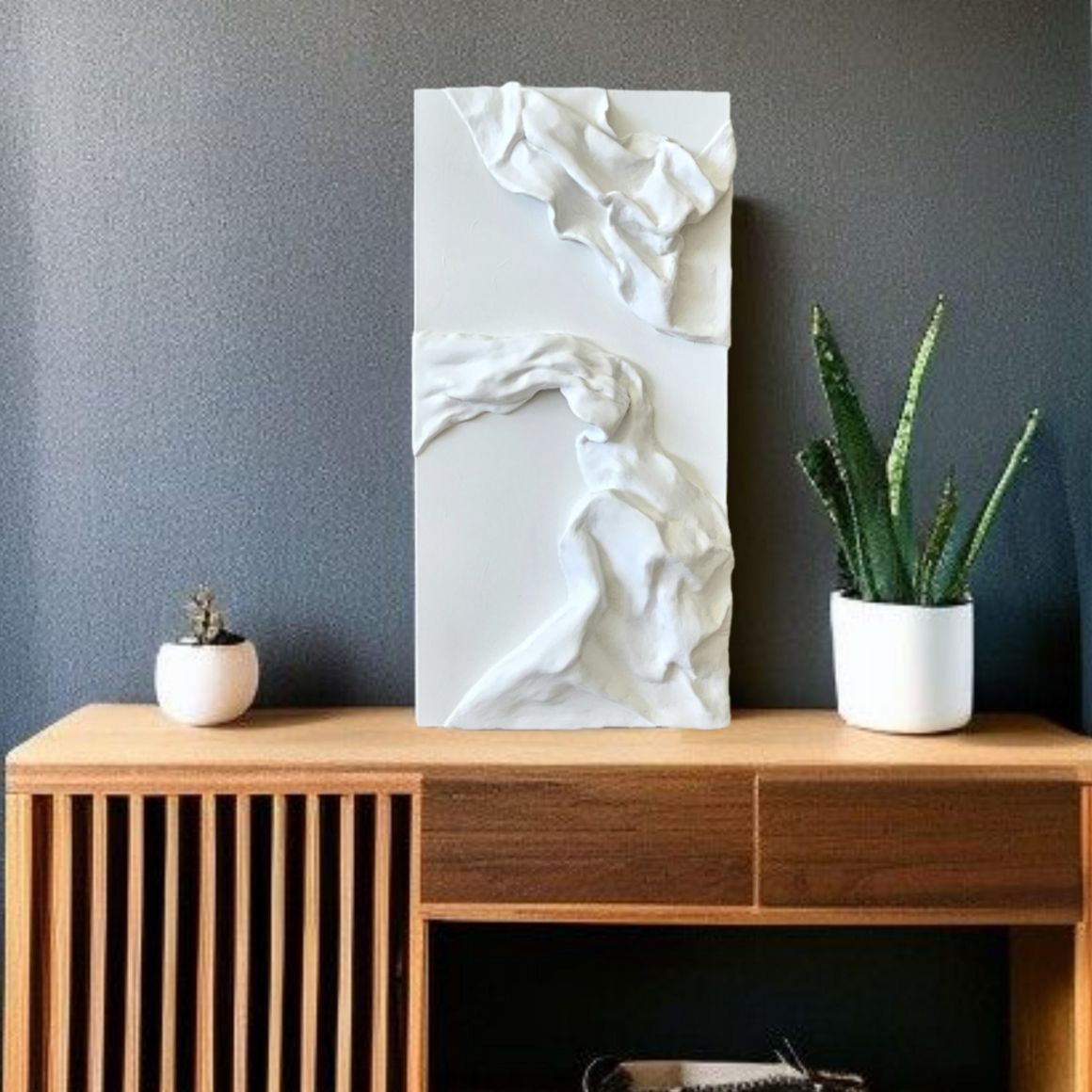 Acrylic sculptural abstract artwork  'White Contours'