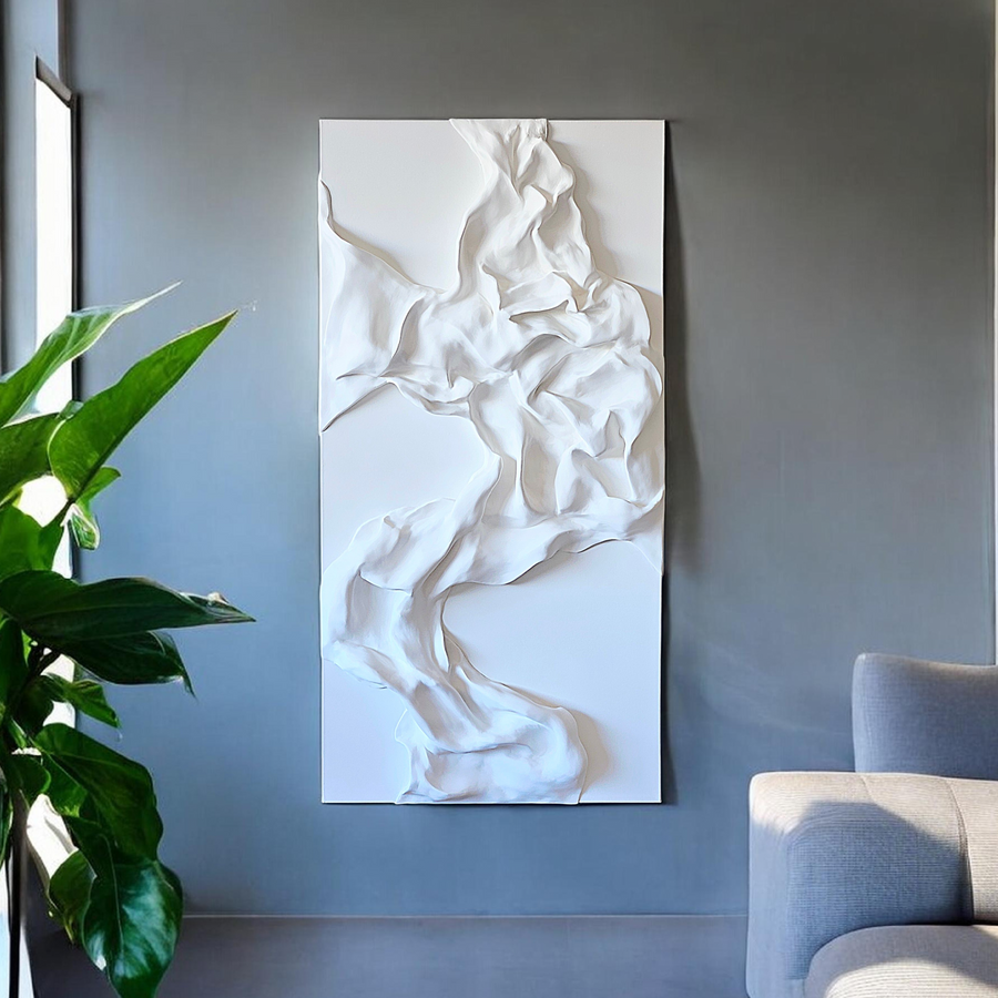 Acrylic sculptural abstract artwork  'White Contours 3'
