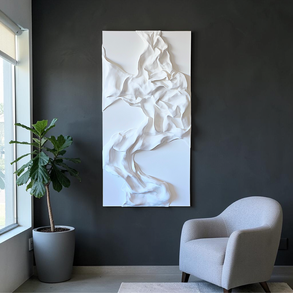 Acrylic sculptural abstract artwork  'White Contours 3'