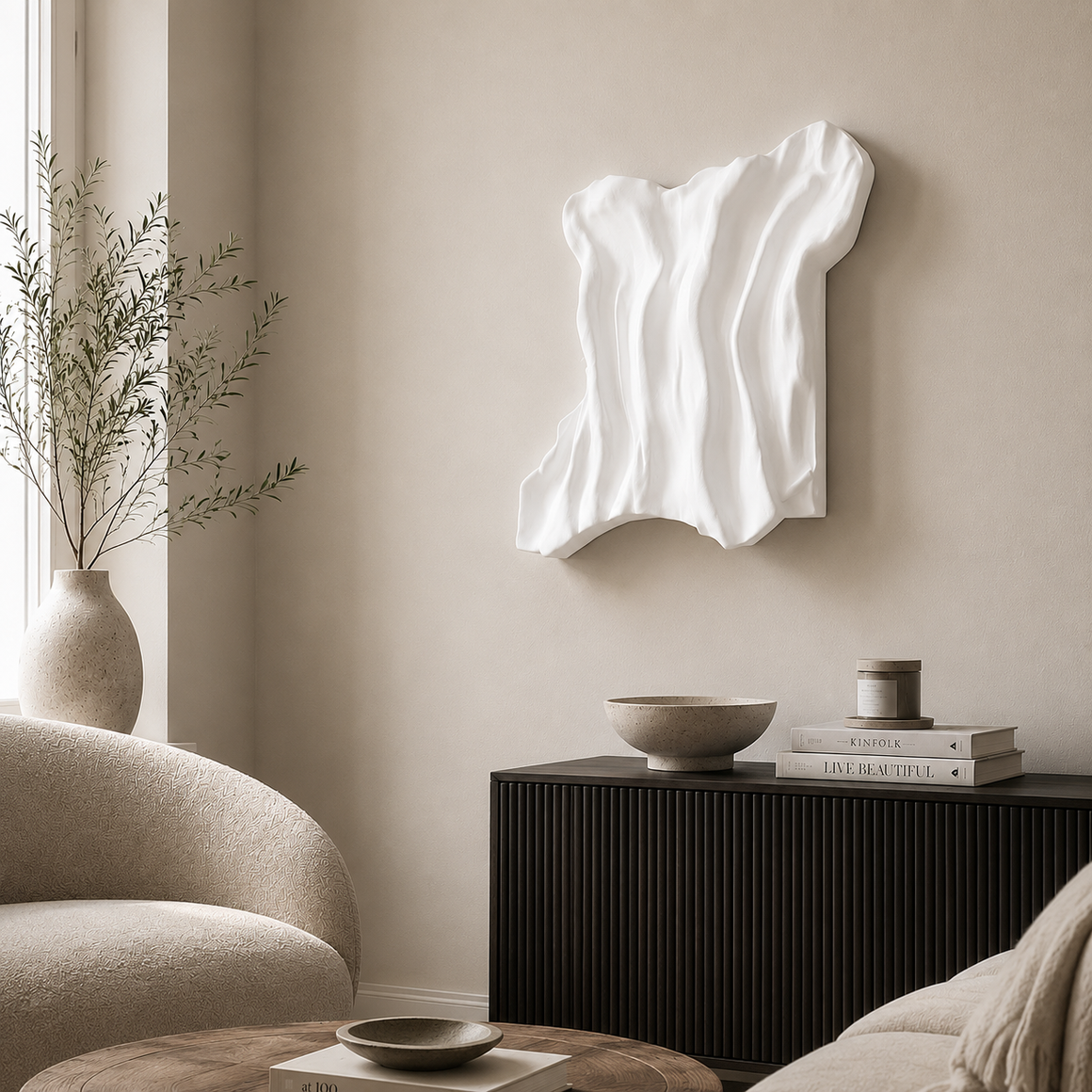 Acrylic sculptural abstract artwork  'White Contours 3'