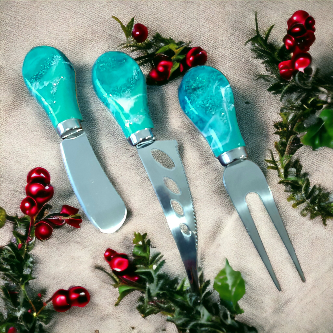 Hand poured resin cheeseboard knifes set of 3