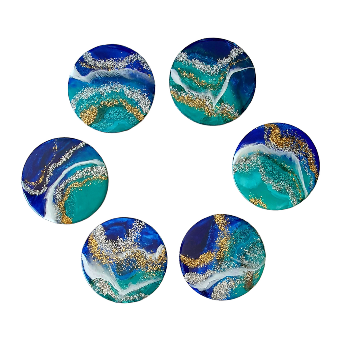 Hand poured resin 6 coasters