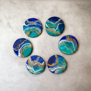 Hand poured resin 6 coasters