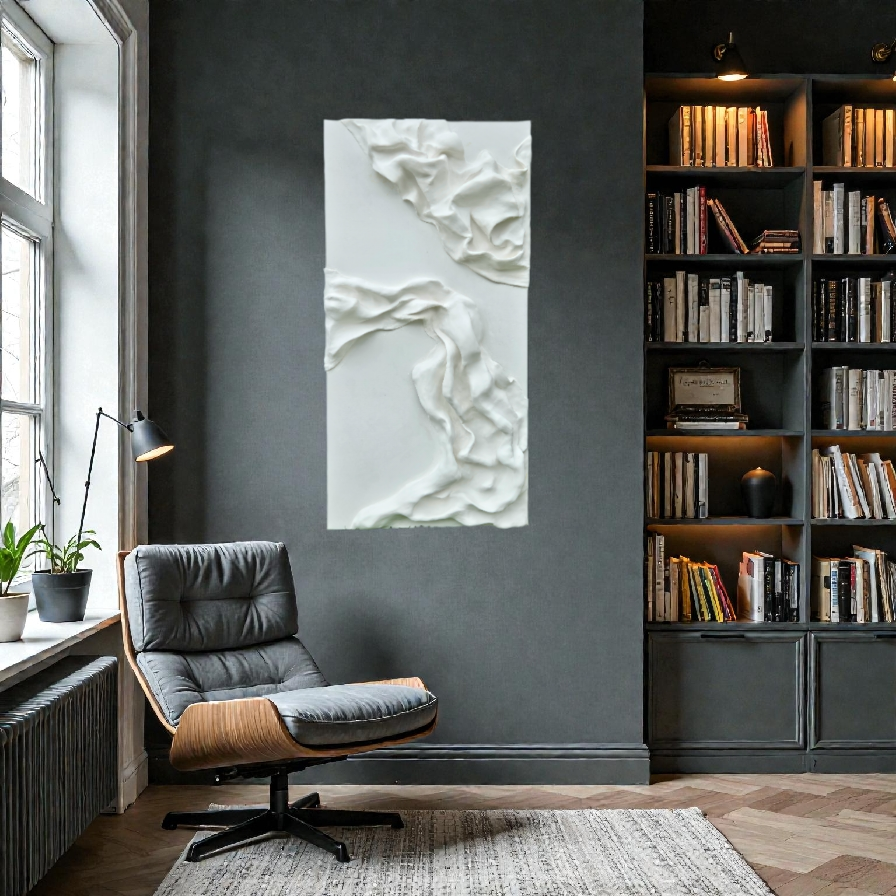Acrylic sculptural abstract artwork  'White Contours 4'
