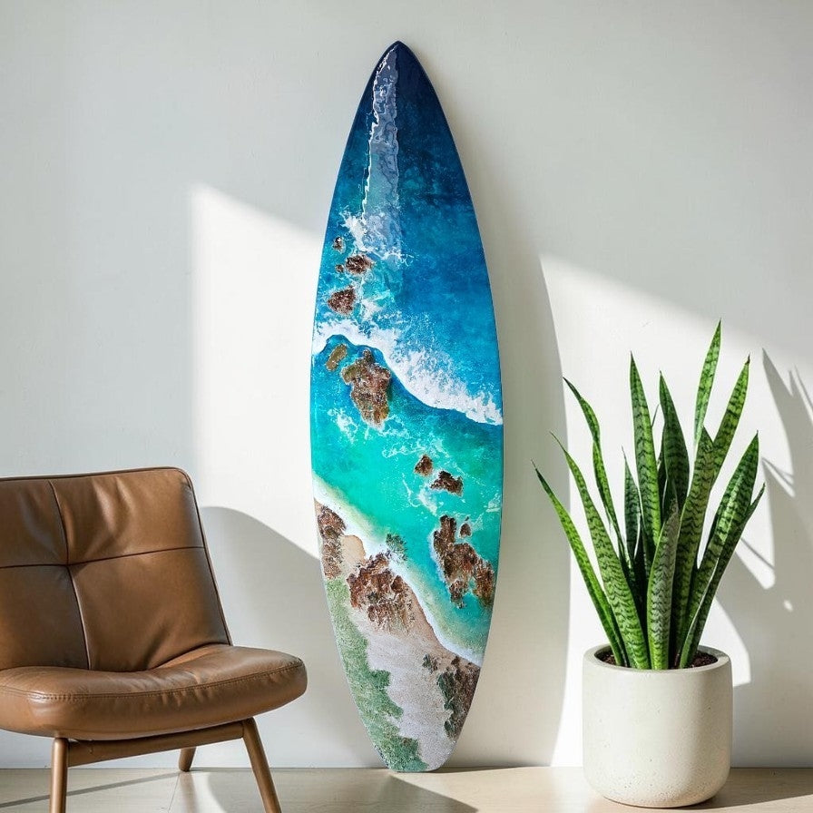 Acrylic and resin abstract artwork 'Fisherman's Beach'