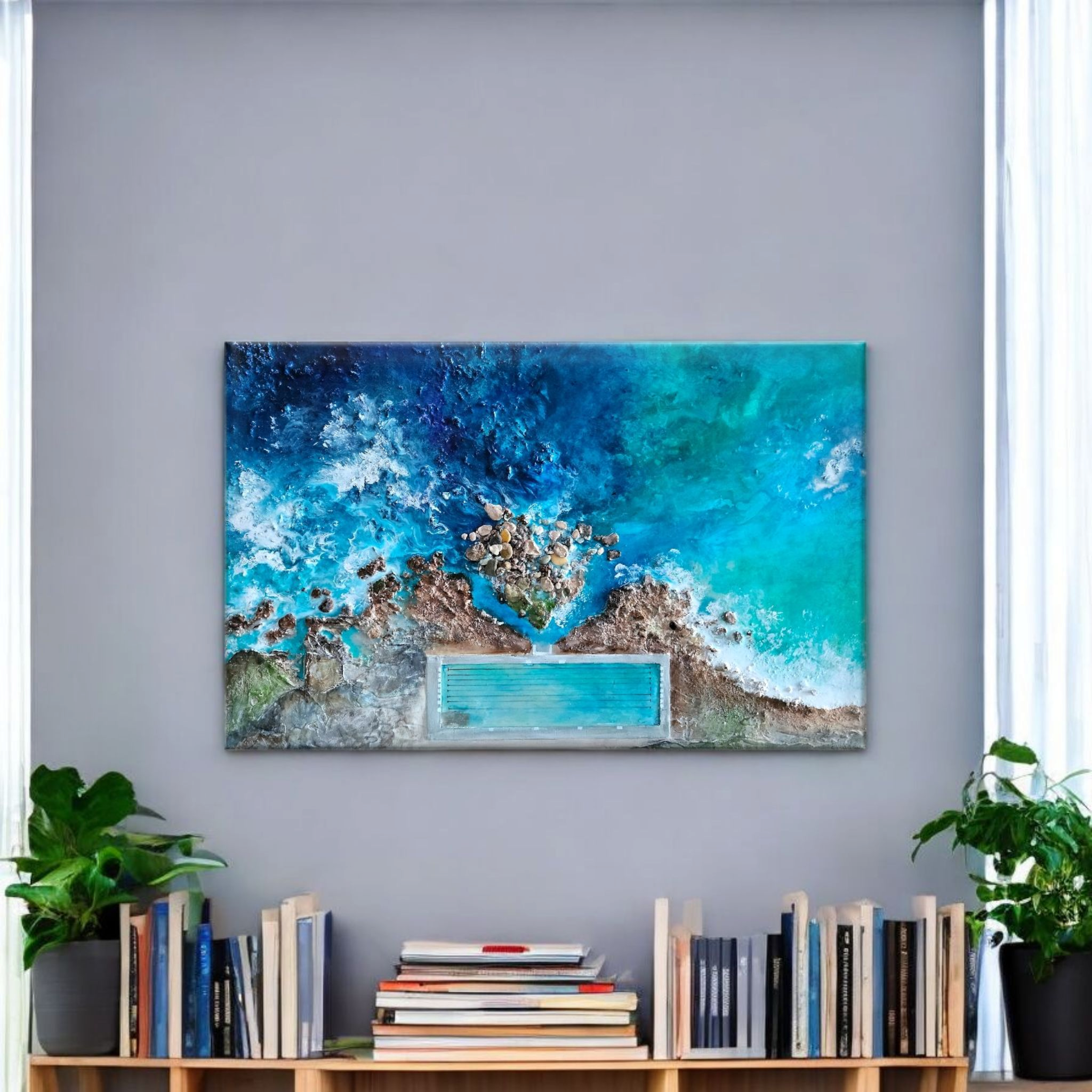 Acrylic and resin abstract artwork  'Freshwater Rock Pool'