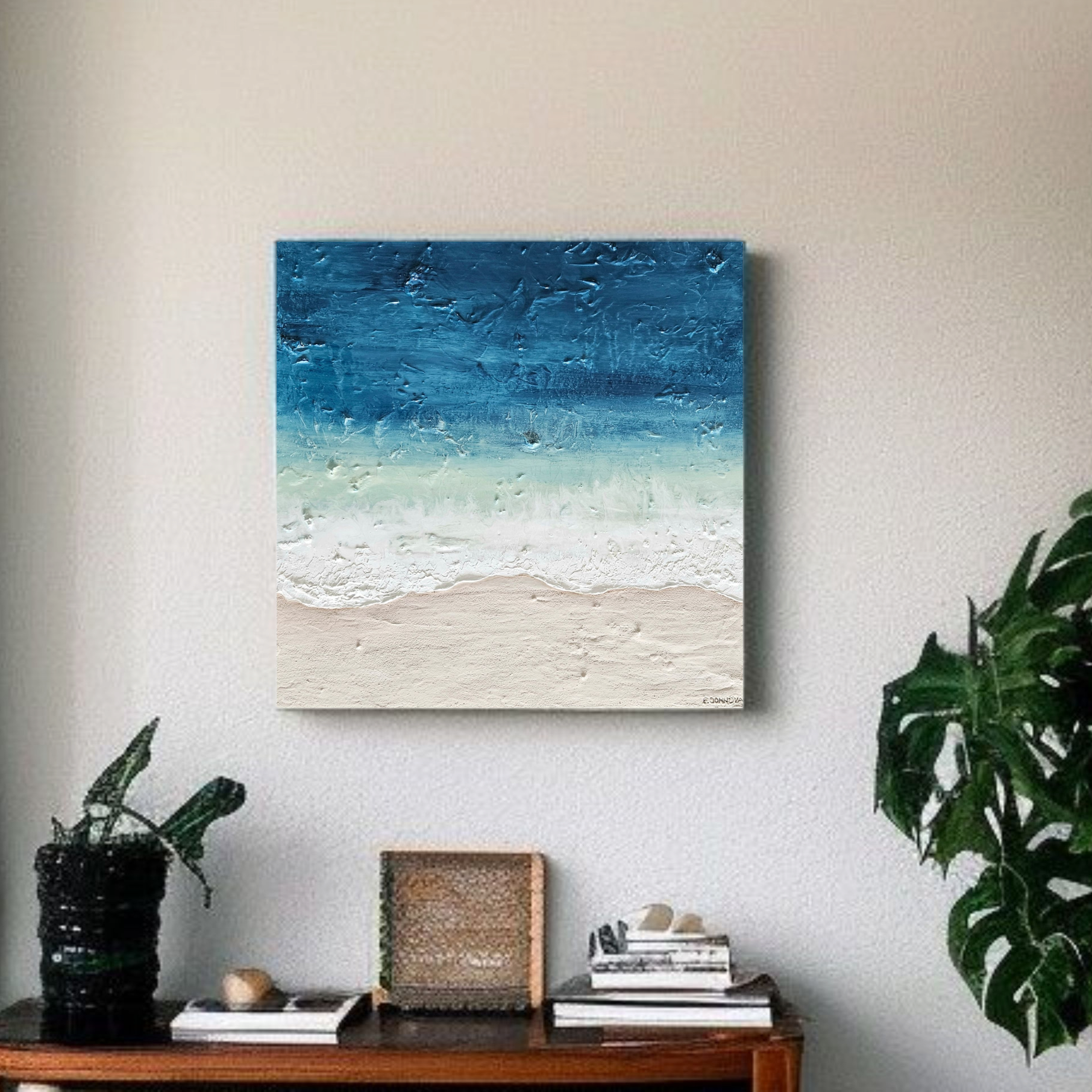 Acrylic and resin abstract artwork  'Ocean Blues'