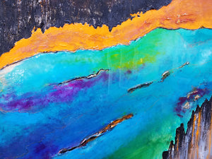 Acrylic and resin abstract artwork  'Outback Mining'