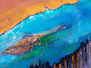 Acrylic and resin abstract artwork  'Outback Mining'