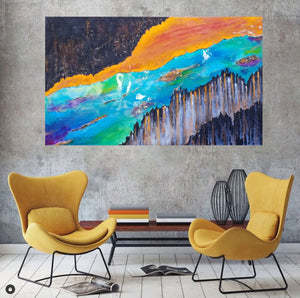 Acrylic and resin abstract artwork  'Outback Mining'