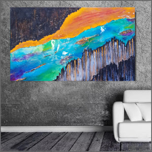 Acrylic and resin abstract artwork  'Outback Mining'