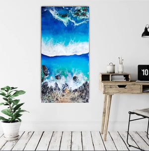 Acrylic and resin abstract artwork  'Rocky Beach'