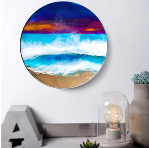 Resin abstract artwork 'Sunset on the Beach'