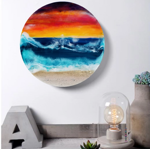 Resin abstract artwork 'Fire Sunset'