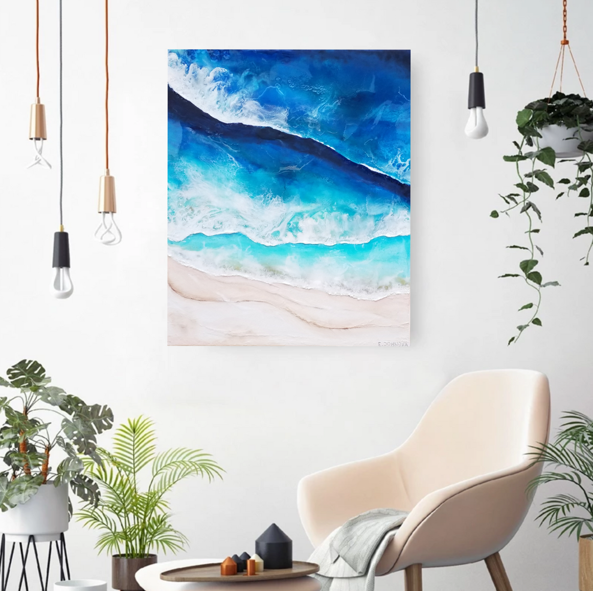 Acrylic and resin abstract artwork  'Ocean Vibes'