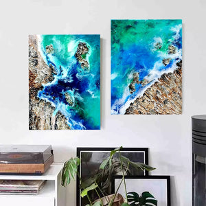 Acrylic and resin abstract artwork 'Rocky Coast'