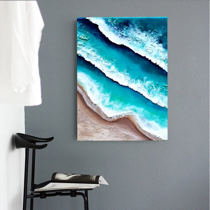 Acrylic and resin abstract artwork 'Spashing Waves'