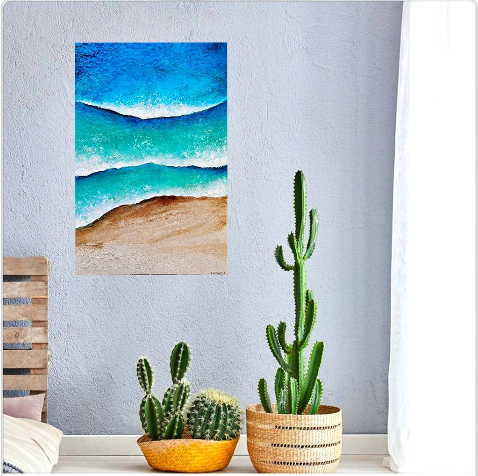 Acrylic and resin abstract artwork  'Beach Life'