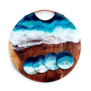 Hand poured resin cheeseboard and  4 coasters