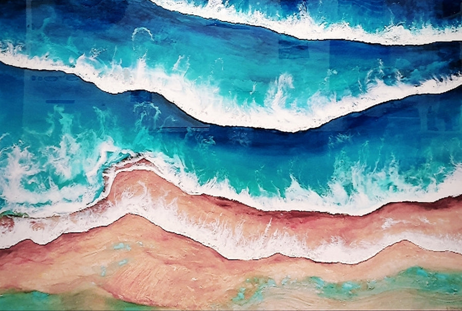 Acrylic and resin abstract artwork  'Waves''