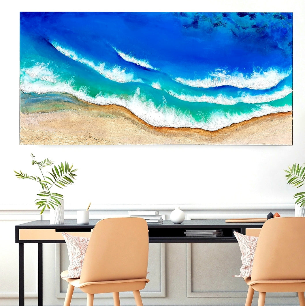 Acrylic and resin abstract artwork  'Big Blue Ocean'