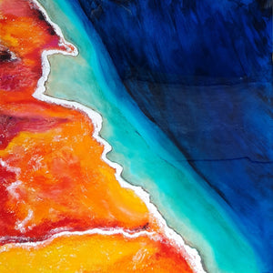 Acrylic and resin abstract artwork  'Where the Land meets the Ocean'