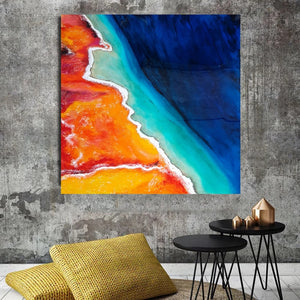 Acrylic and resin abstract artwork  'Where the Land meets the Ocean'