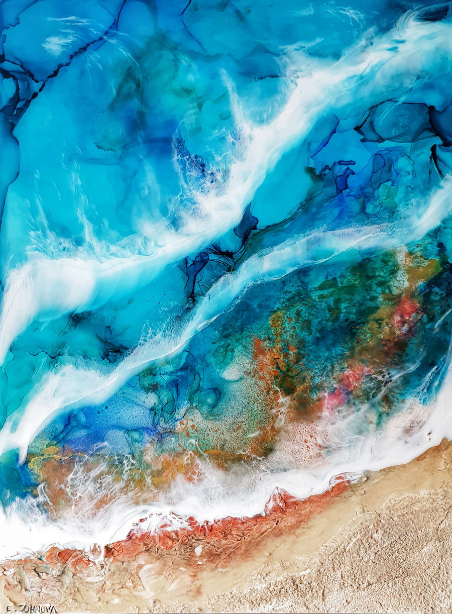 Acrylic and resin abstract artwork  'Ocean Delight'