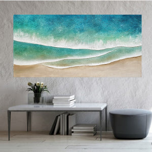 Acrylic and resin abstract artwork  "Morning Ocean''