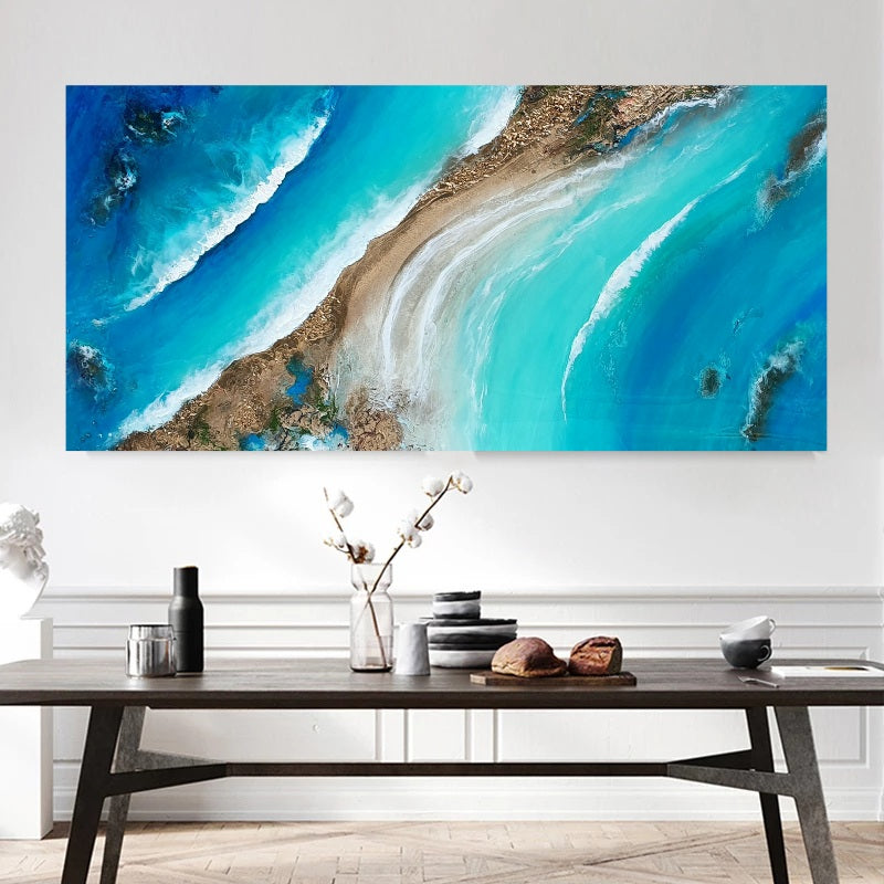 Acrylic and resin abstract artwork  'Golden Beach''