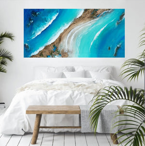 Acrylic and resin abstract artwork  'Golden Beach''