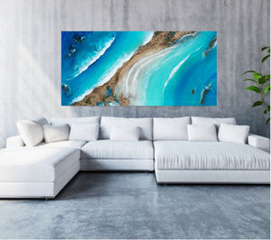 Acrylic and resin abstract artwork  'Golden Beach''