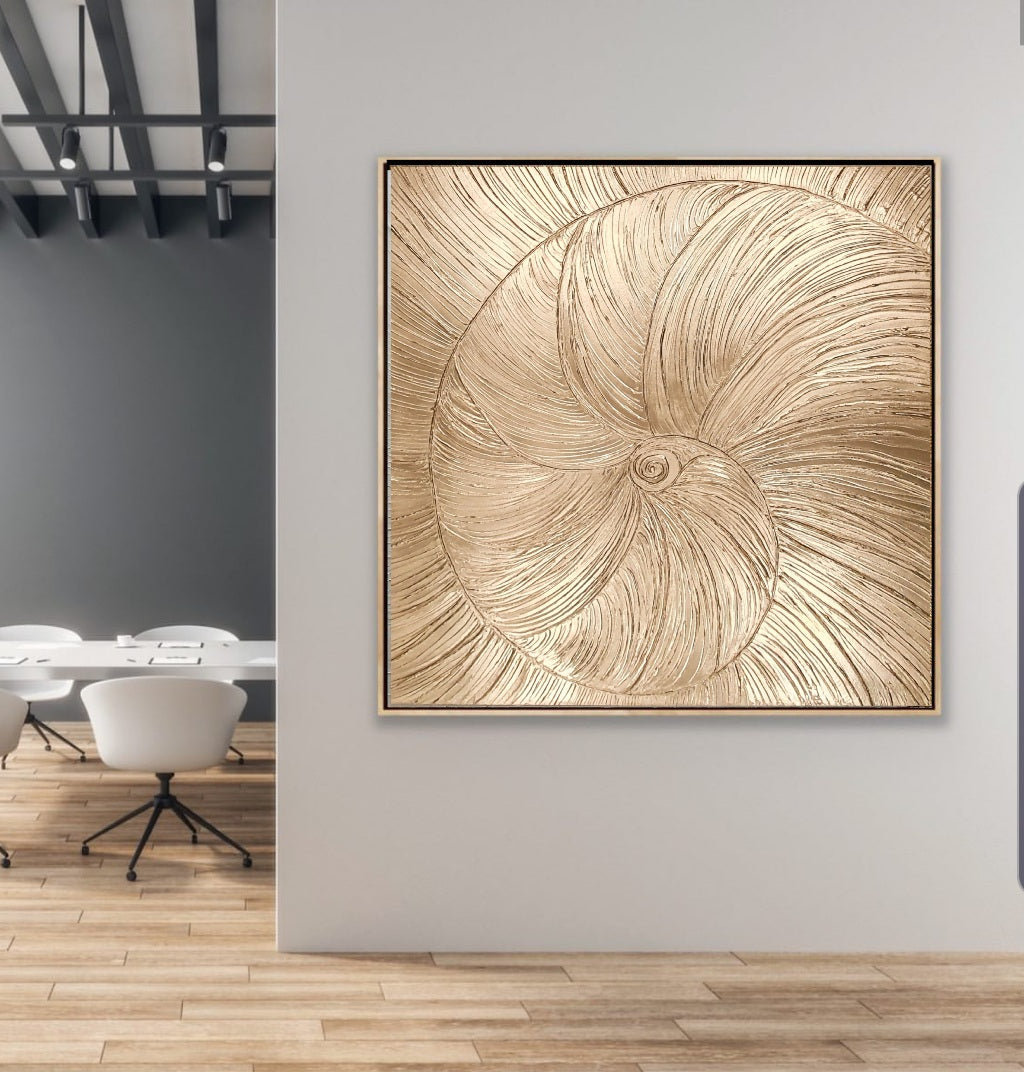 Acrylic abstract artwork  'Golden Shell'