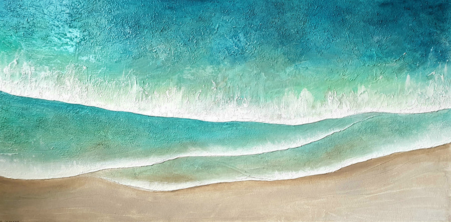 Acrylic and resin abstract artwork  "Morning Ocean''