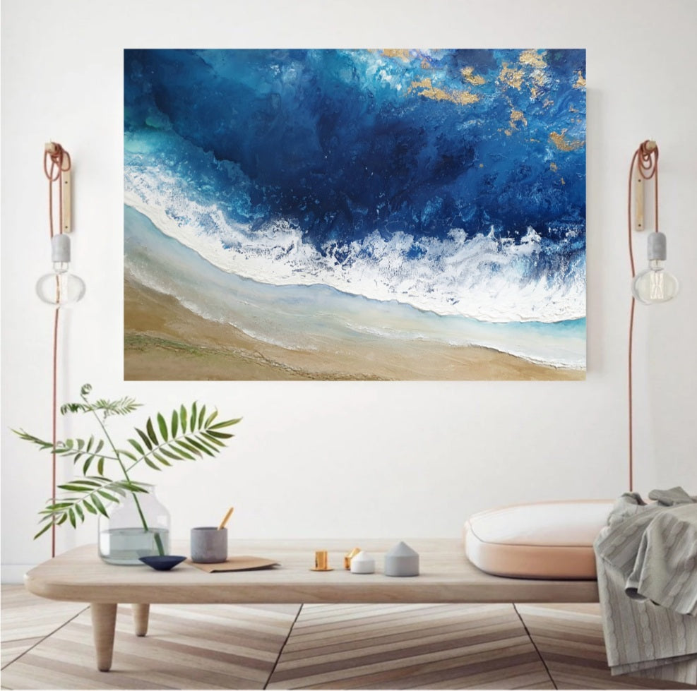 Acrylic abstract artwork  'True Blue Ocean'